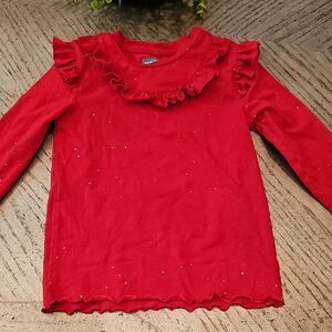 Red Ruffled Long Sleeeve Shirt Size 5